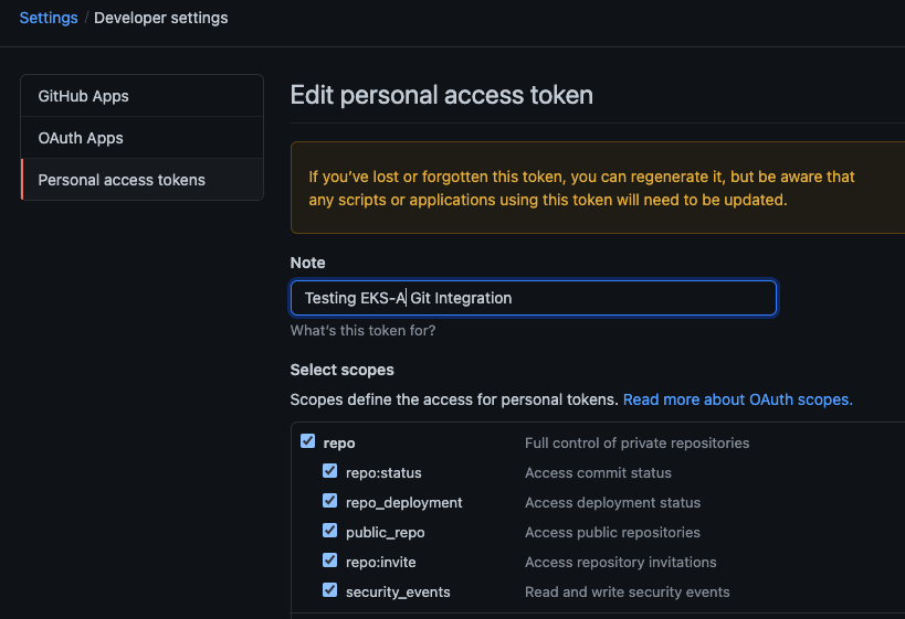 GitHub PAT permissions